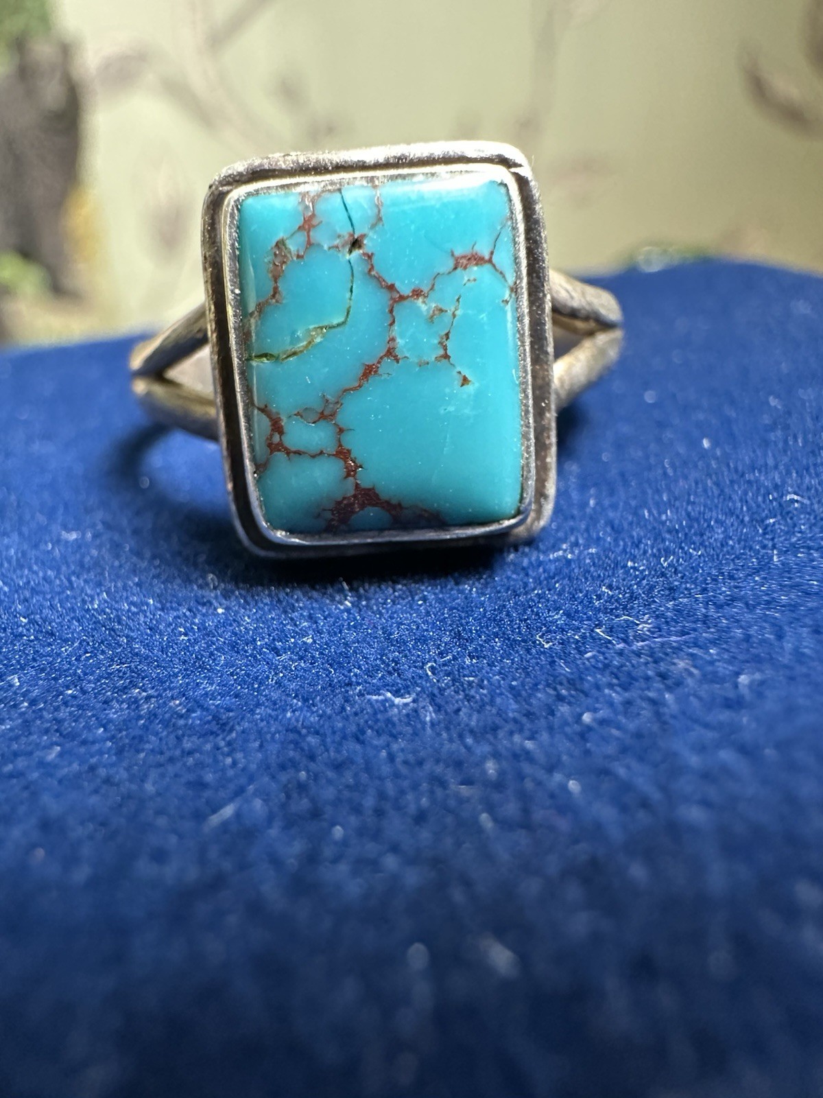 Rectangle Turquoise Sterling Silver Ring - image 3