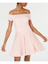 B DARLIN Womens Fit + Flare Short Dress Pink Short Sleeve Lined Juniors 12