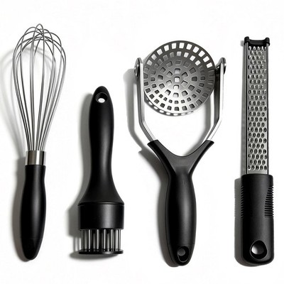 4 PCS Stainless Steel Kitchen Tools Gadgets Set Whisk Masher Grater Tenderizer