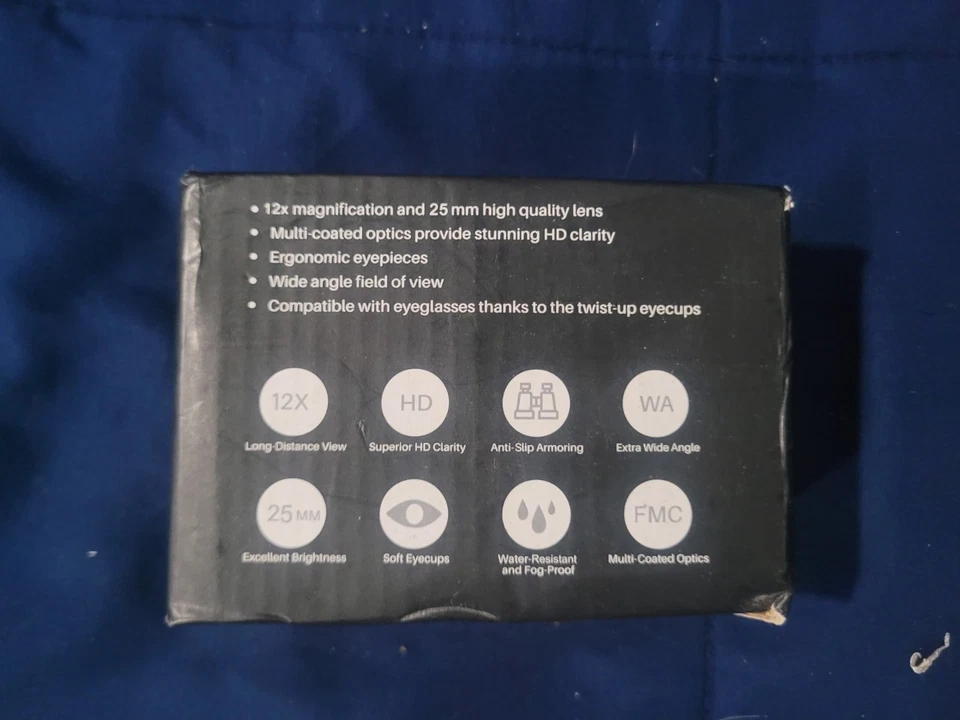 New Compact 12x25 Binoculars with Case – 126m/1000m Field 7.2° Black & Red Trim  - Image 3 of 4