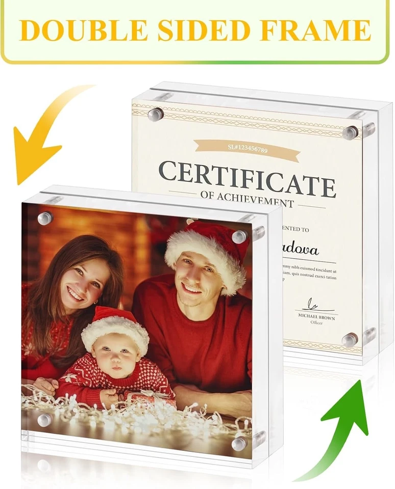 Modernos marcos acrílicos de 6x6 pulgadas - Paquete de 5 con embalaje de regalo y paño de limpieza Foto 4 de 4