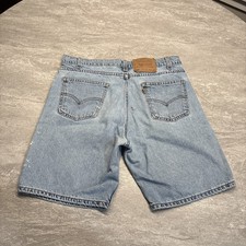 Vintage Levi's 505 Orange Tab Denim Shorts 32 Light Wash 90s Jorts USA Paint