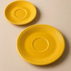 Vintage Fiesta Yellow Ceramic Saucers Set Of 2 Made In USA Retro Kitchen Decor