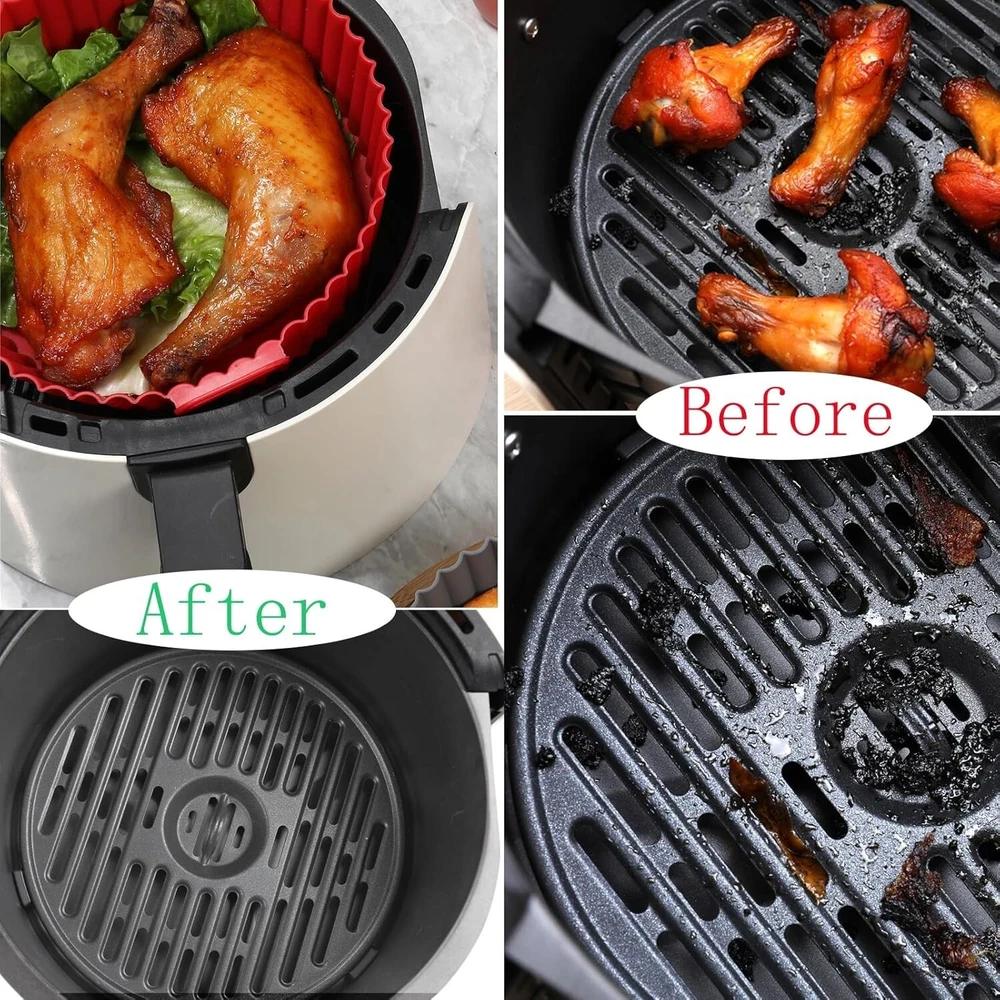 Air Fryer Silicone Pot Liners Non-Stick Baking Tray Mat Round Oven Accessories Air Fryer Silicone Pot Liners Non-Stick Baking Tray Mat Round Oven Accessories