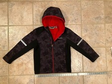 Boys Black Gray Camo With Red Lining Free Country Hooded Softshell Jacket 10/12
