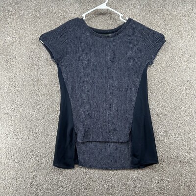 Simply Vera Wang Women's Tunic Blouse Size Small Gray Black Short Sleeve 