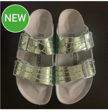 Birkenstock Arizona Gleam animal print, metallic green sandals - NEW