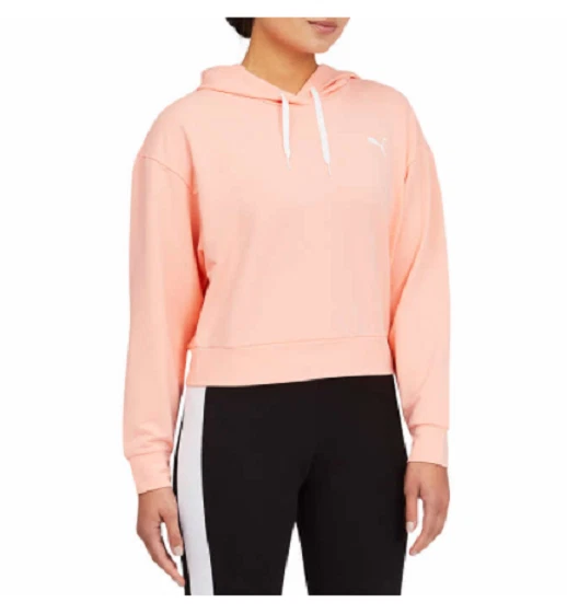 NUEVO Puma Mujer Ligero Recortado Sudadera con Capucha Rosa Talla Grande Foto 3 de 3