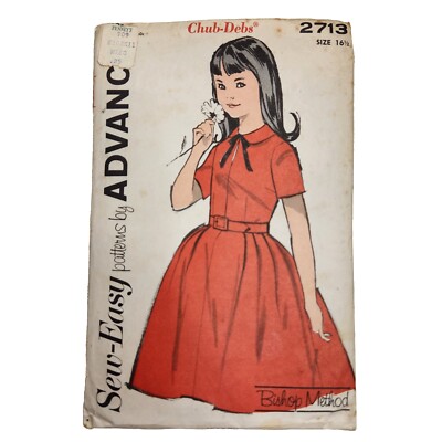 Vintage 50s Advance CHUB DEBS DRESS Sewing Pattern Girl Chubbiesds 16.5
