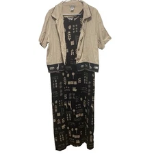 Stonebridge Dress Size XL Rayon Sleeveless Long Maxi Shift & Top VTG Safari Boho
