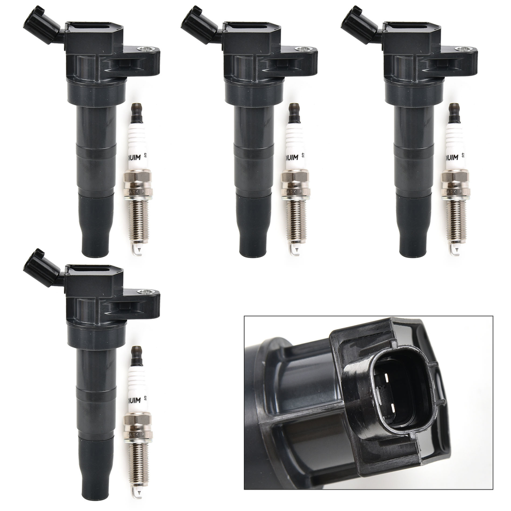 4PC Ignition Coils & 4PC Spark Plugs For Hyundai Genesis Sonata Kia Optima UF611