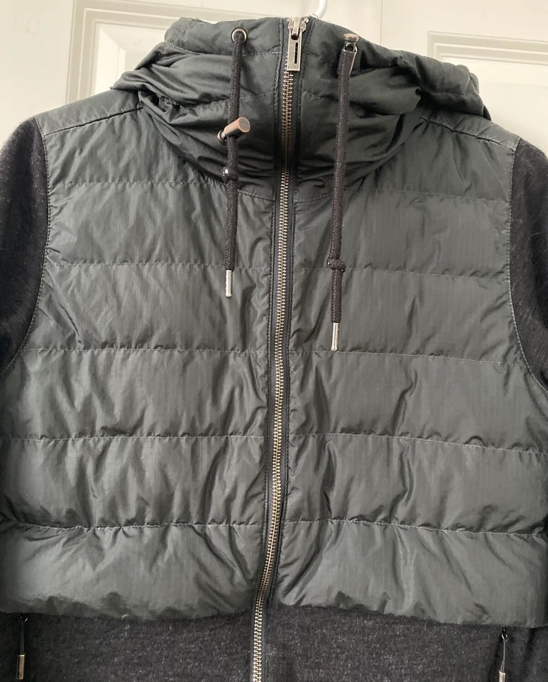 Chaqueta NAU Plumón de Ganso Negro Puffer Acolchada Lana Tejida Cremallera Talla S Foto 4 de 4