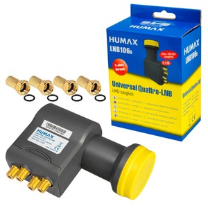Quattro-LNB-HUMAX-106-fuer-SAT-Anlage-mit-Multischalter-FULL-HDTV-3D-quatro-0-1dB