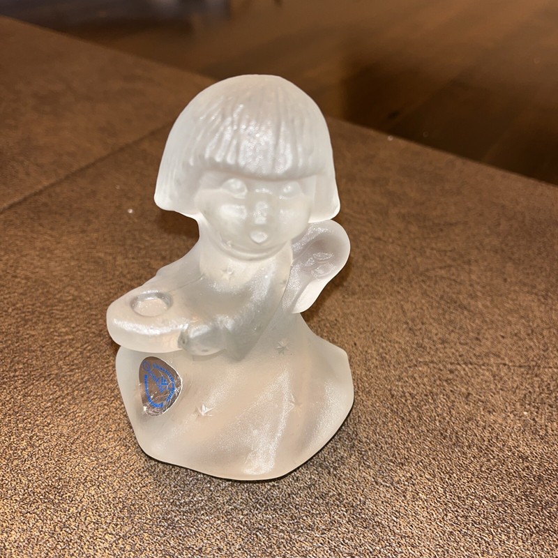 Rare Goebel Angel Figurine Candle holder, frosted glass, vintage, Kristaliglas