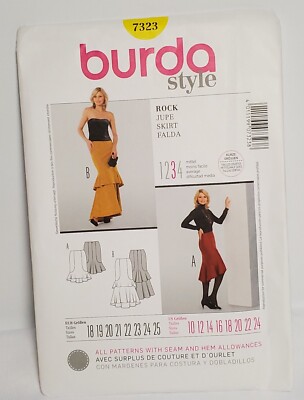 Burda 7323 Mermaid Fishtail Skirt Sewing Pattern UNCUT (US 10