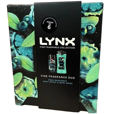 Lynx Aqua Bergamot Body Spray & Body Wash Fine Fragrance Duo Collection For Men