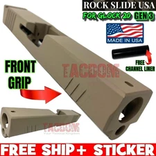 ROCK SLIDE USA RS1 FDE TAN STAINLESS Slide for GL0CK 20 10mm Gen 3 + CHANL LINER