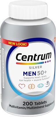200 Ct. Centrum Silver Men's 50+ Multivitamin D3, B, Zinc for Memory Cognition