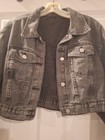 Ladies Dazy Black Denim Short Cropped Jacket. Sz L — photo 2
