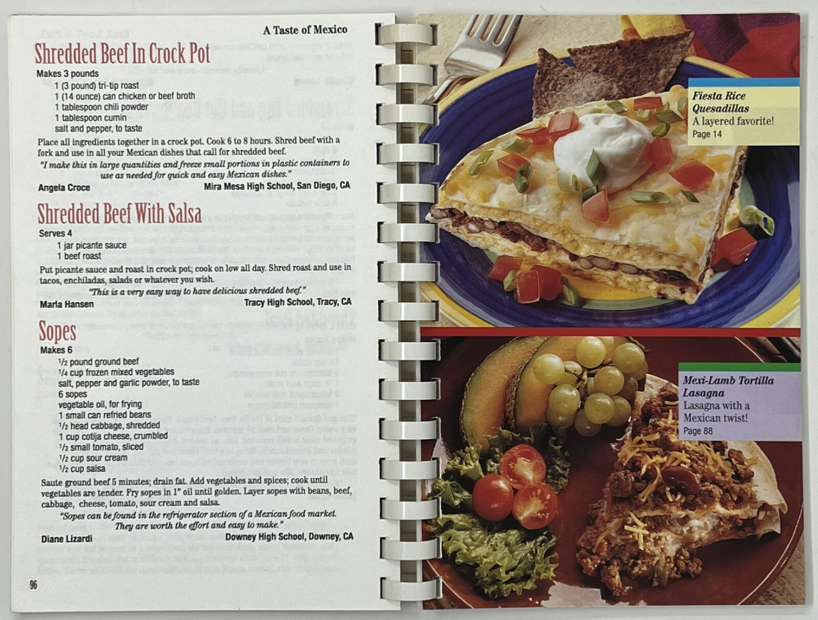 A Taste of Mexico: Mexican, Southwest and TexMex Favorites -1997 Spiral-Bound PB