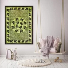 Elephant Indian Mandala Wall Hanging Cotton Decor Bohemian Poster Tapestry Throw