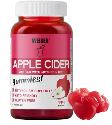 Weider Apfelessig Gummis Stoffwechselunterstützung Ketofreundlich 70 Stück