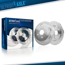 Pair Rear Drilled and Slotted Disc Brake Rotors Set for 2015 - 2021 Subaru WRX