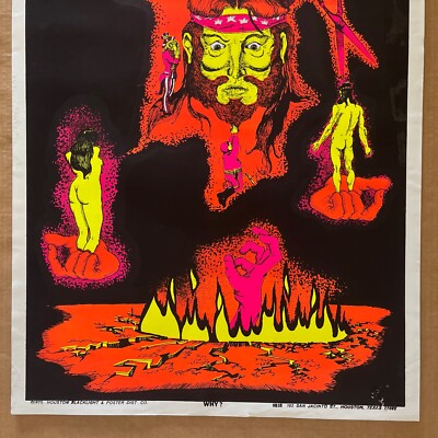 Vintage Original 1970 Houston Blacklight Why Poster 70s Numbered