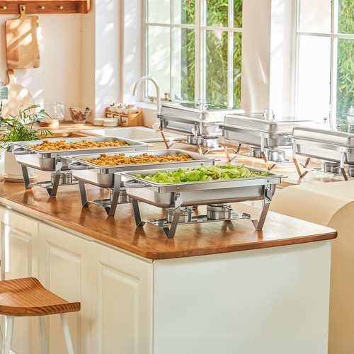 6 Packs 9L Stainless Steel Chafer Chafing Dish Set Bain Marie Food Warmer - Picture 2 of 7