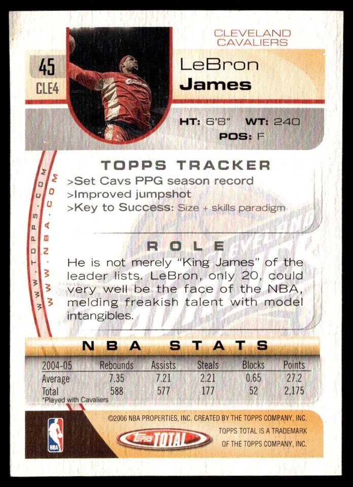 200506 Topps Total LeBron James Cleveland Cavaliers 45 eBay