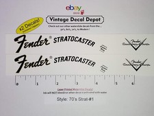 Fender Strat 70's 1 Headstock Waterslide Decals Custom Shop Two LASER PRINTED