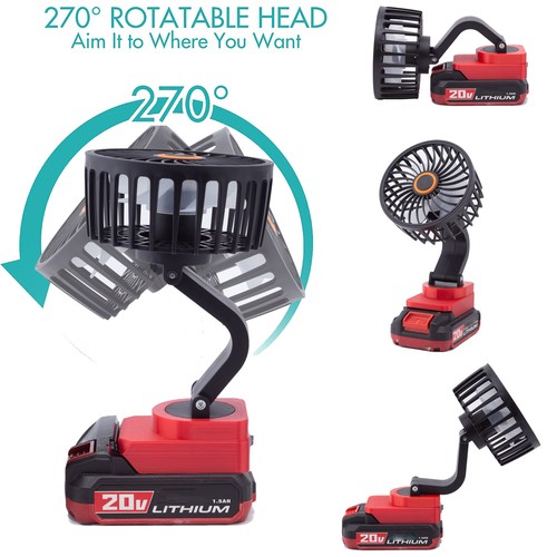 Cordles Outdoor Camping Fan For BAUER 20V Li-Ion Battery Portable Jobsite Fan - Picture 3 of 11