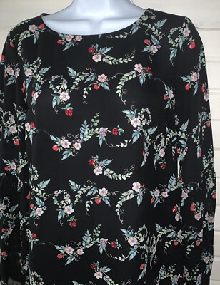Lauren Conrad Disney Sz SMALL Top Black Floral Sequin Poison