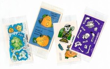 LOT VTG 80s Matte Sniff Stickers - HALLMARK - TREATS - HALLOWEEN - OLD BONE