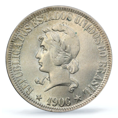 1913年 ブラジル 1000レアル 銀貨 NGC MS64 Brazil 1000 reis Regular Coinage Liberty Head KM-507 MS64 PCGS