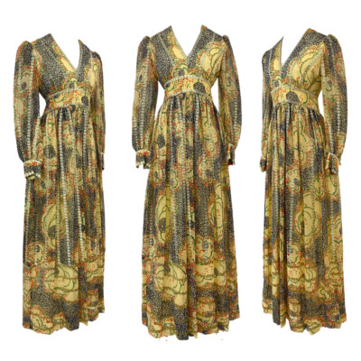 Vtg Vintage 1970s 70s Jonny Herbert Joseph Magnin Metallic Disco Era Maxi Dress