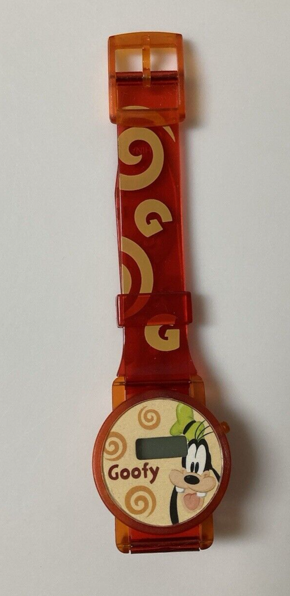 Disney Goofy Digital Watch Orange Swirls Vintage Promo Item