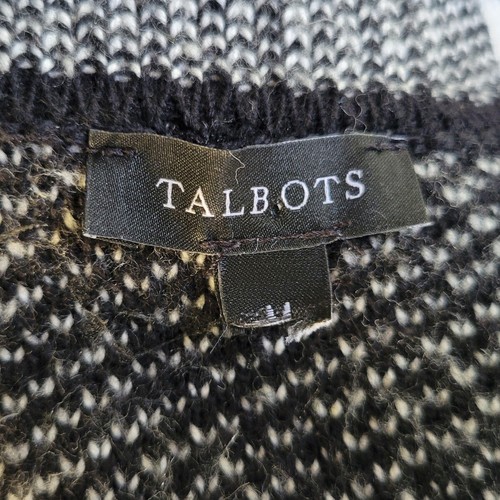 Abrigo Cárdigan TALBOTS Negro Blanco Cuadros Frente Abierto Tejido Mediano M - Imagen 4 de 4