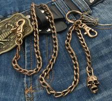 DK Strong Skull Flat EMO Biker Trucker Key Jean Wallet Chain (26.5") Brown CS91