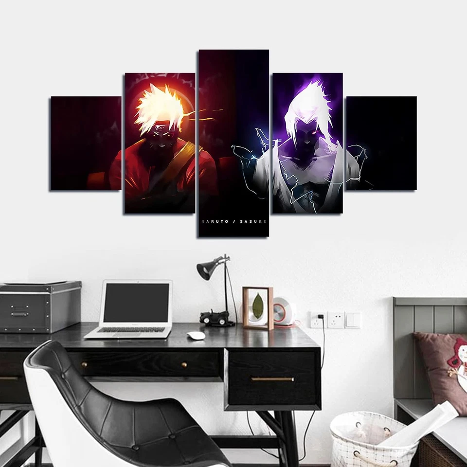 Anime Dark Naruto y Sasuke Face-Off Anime 5 Piezas Panel Lienzo Arte de Pared Foto  Foto 4 de 4