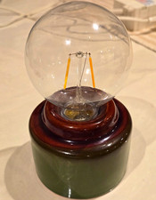 Ceramic & Glass Globe Table Lamp LED Battery Switch Green/Brown CC-CCP01