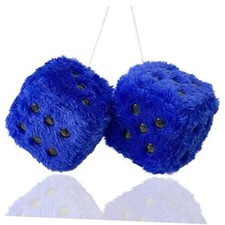 Fuzzy Plush Dice for Car Mirror, Pair of Retro 3  Dice with White Dark Blue