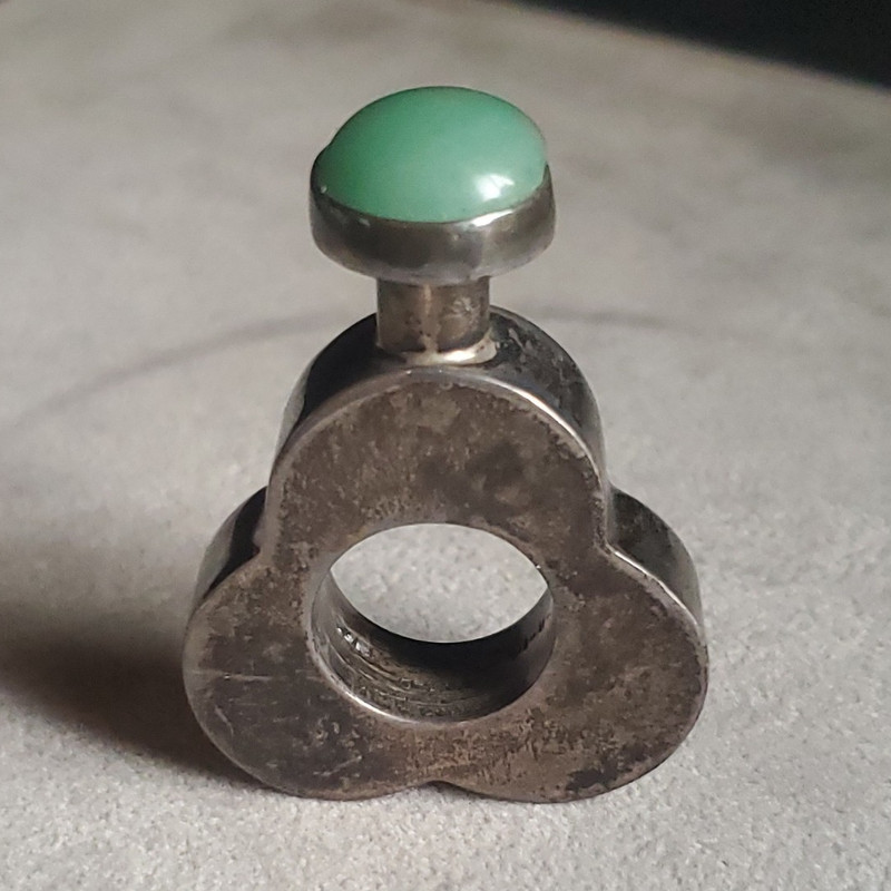 TAXCO 925 Sterling Silver Green Cabochon 1970S NICE BOTTLE.