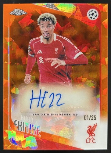 Hugo Ekitike 2025-26 Topps Chrome UEFA Club Sapphire Chrome Auto 1/25