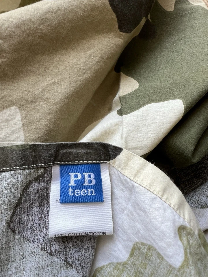 Pottery Barn Teen Green Camo 100% Cotton Twin One Flat Sheet Only Portugal - Image 4 of 4