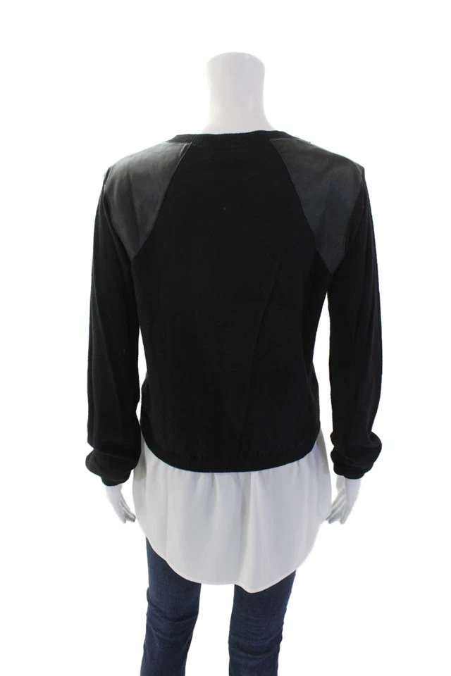 Suéter Top Pullover Top Negro Central Park West Mujer Mezcla Algodón Cuello en V Talla M Foto 3 de 4