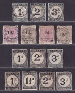 Grenada Scott J1-J14 Used/MH 1892-1922 Postage Due Issues SCV $84.90