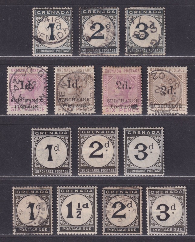 Grenada Scott J1-J14 Used/MH 1892-1922 Postage Due Issues SCV $84.90