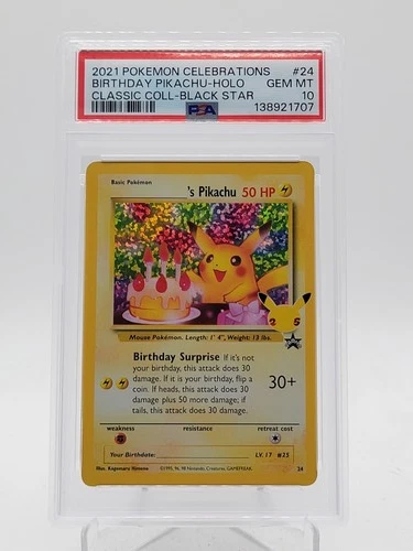 BIRTHDAY PIKACHU 2021 POKEMON CELEBRATIONS BSP HOLO #24 PSA 10 Q3963