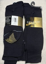 6 Pair -Pairs GOLD TOE Men  s Nylon Dress Socks Crew Navy Large 10-13 New In Pack
